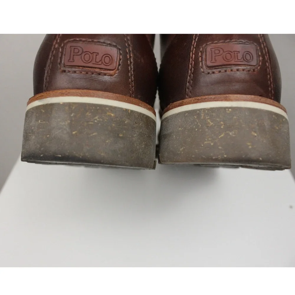 Polo Ralph Lauren Maurice Leather Harness Boots Mens 9D Brown Lace Up Moto